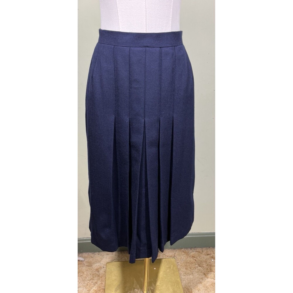 Vtg St Michael Womens 2-piece Navy Wool Sz 10 Blazer & Sz 12 Skirt Pleated Suit - Picture 12 of 16